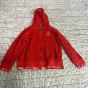 Psycho Bunny Red/orange Kids M 10-12 Hooded full zip Jacket